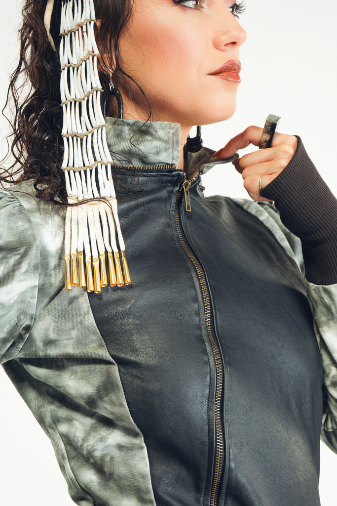 NEO's Floating On Clouds Leather Canvas Jacket