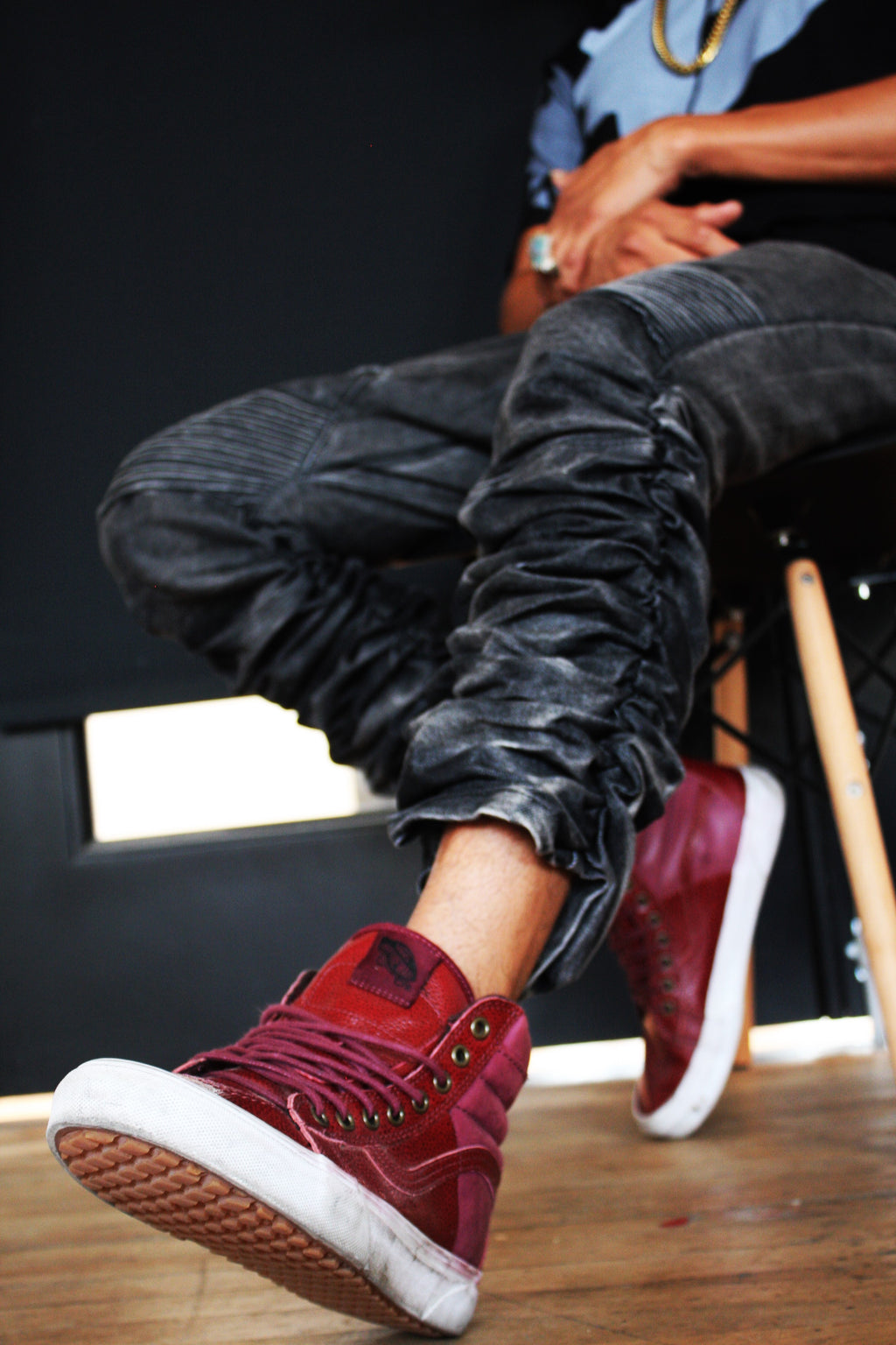 Denim Stoned Wash Acid Joggers