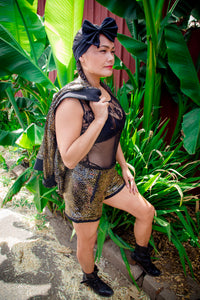 Soar High Black & Gold High Waisted Shorts