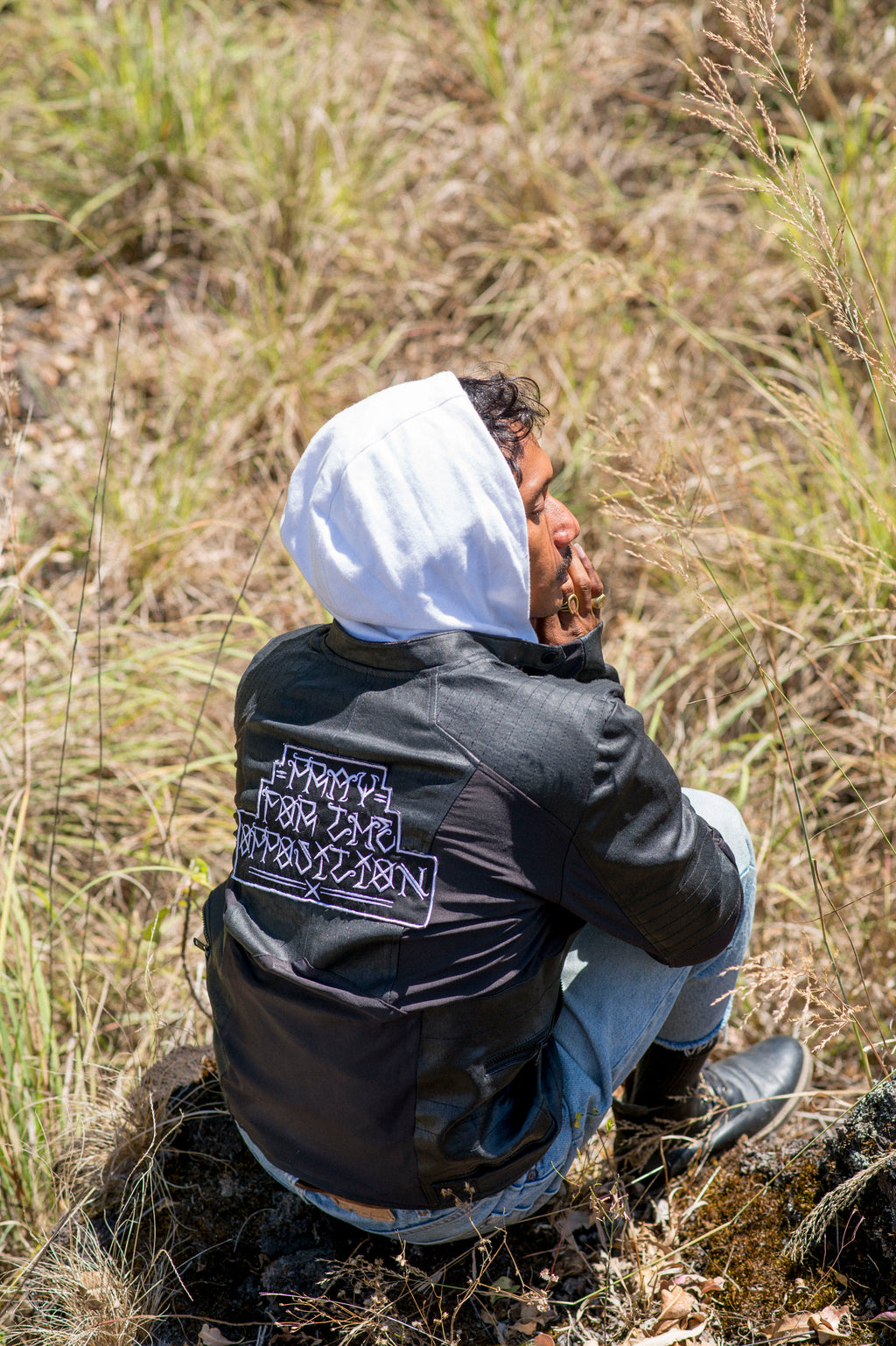 Pray For The Opposition Wax Denim Motto Jacket