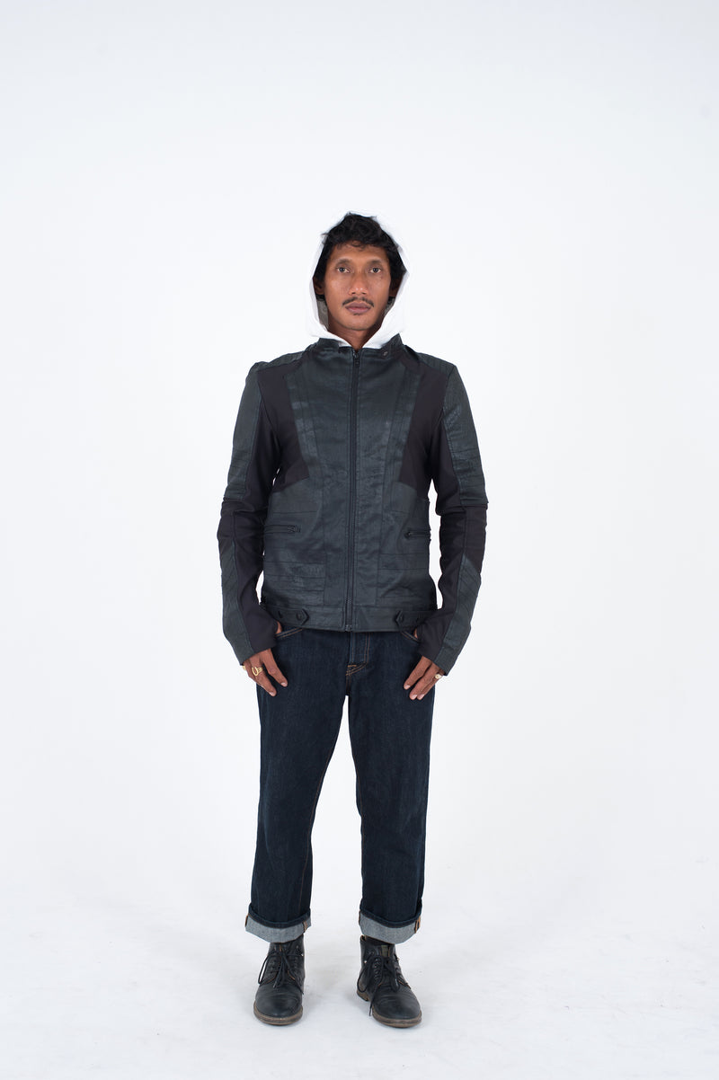 Pray For The Opposition Wax Denim Motto Jacket